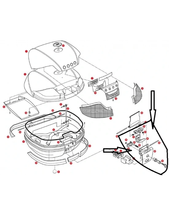 GIVI Z641NM2 ÇANTA KİLİT MEKANİZMASI KIRMIZI ANAHTARLI V46-V35