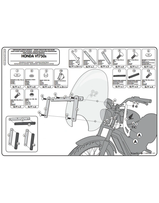 KAPPA AS122A2 HONDA VT 750 S (10-15) RÜZGAR SİPERLİK BAĞLANTISI
