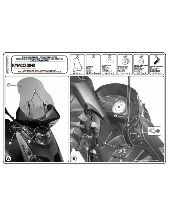 KAPPA D292KITK KYMCO DINK 50-125-200 (06-16) RÜZGAR SİPERLİK BAĞLANTISI