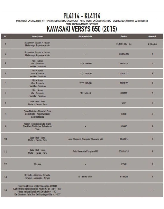 KAPPA KL4114 KAWASAKI VERSYS 650 (15-22) YAN ÇANTA TAŞIYICI
