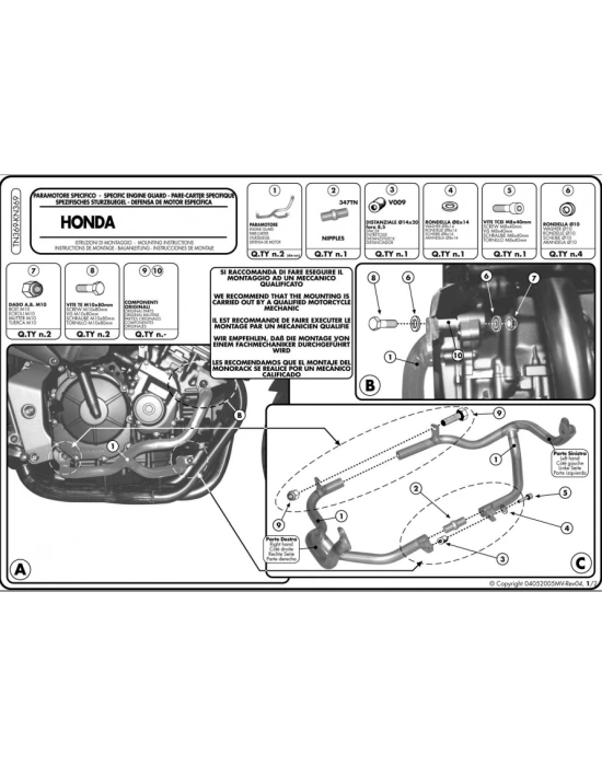 KAPPA KN369 HONDA CBF 600S -600N (04-07) KORUMA DEMİRİ