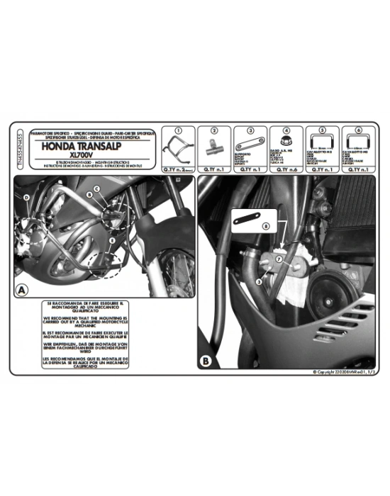 KAPPA KN455 HONDA XL 700V TRANSALP (08-13) KORUMA DEMİRİ