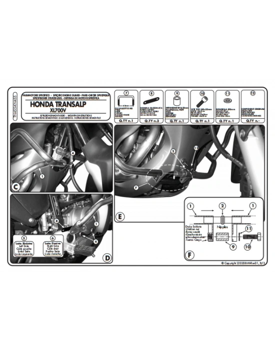 KAPPA KN455 HONDA XL 700V TRANSALP (08-13) KORUMA DEMİRİ