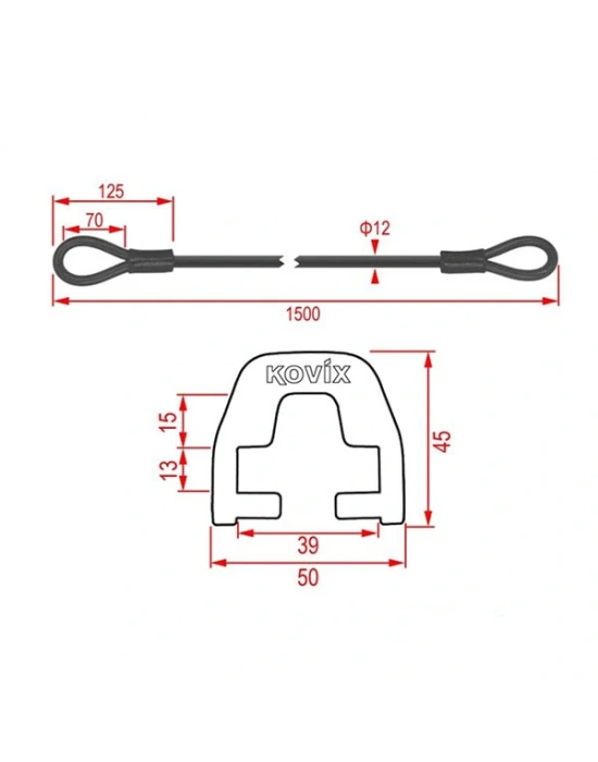 KOVIX KZA-150 ÇELİK KİLİT + KD6 BAĞLANTI ADAPTÖRÜ