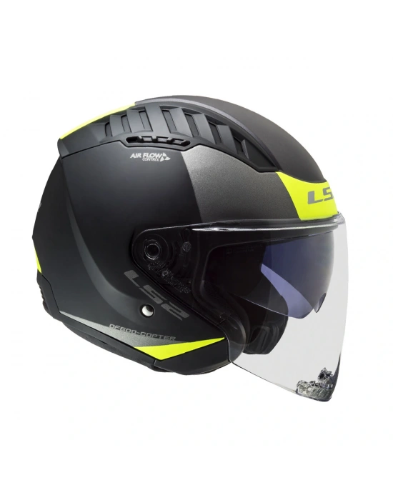 LS2 COPTER 2 URBANE MAT SİYAH-NEON SARI KASK