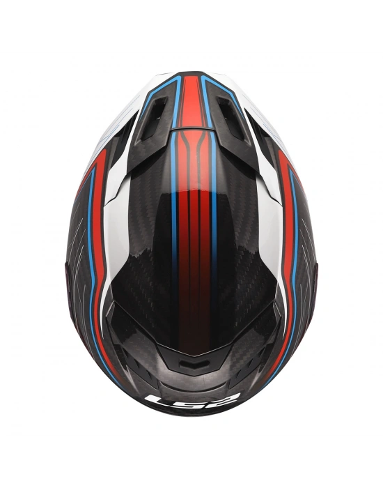 LS2 DRAGON KARBON SUBIC BEYAZ-MAVİ-KIRMIZI KASK