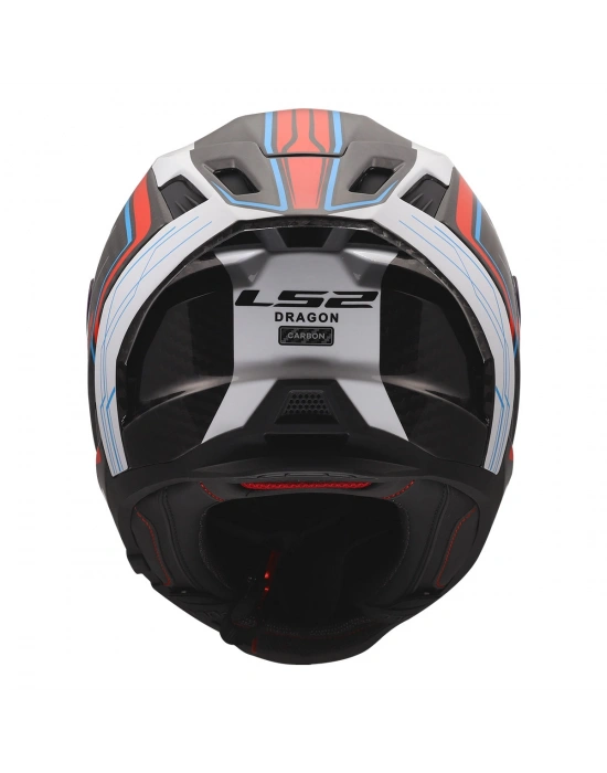 LS2 DRAGON KARBON SUBIC BEYAZ-MAVİ-KIRMIZI KASK