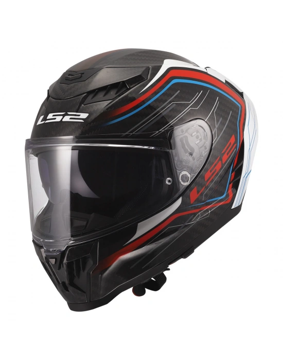 LS2 DRAGON KARBON SUBIC BEYAZ-MAVİ-KIRMIZI KASK