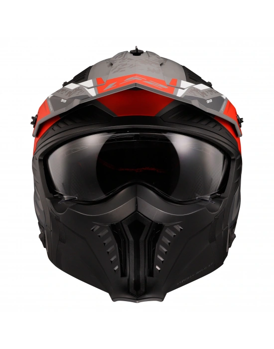 LS2 DRIFTER DEVOR MAT GRİ-TITANIUM-KIRMIZI KASK