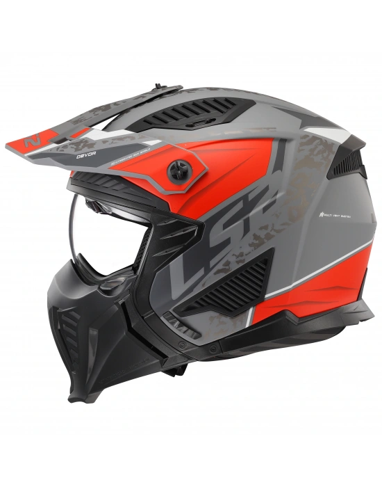 LS2 DRIFTER DEVOR MAT GRİ-TITANIUM-KIRMIZI KASK