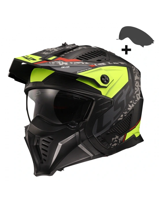 LS2 DRIFTER DEVOR MAT SİYAH-NEON SARI KASK