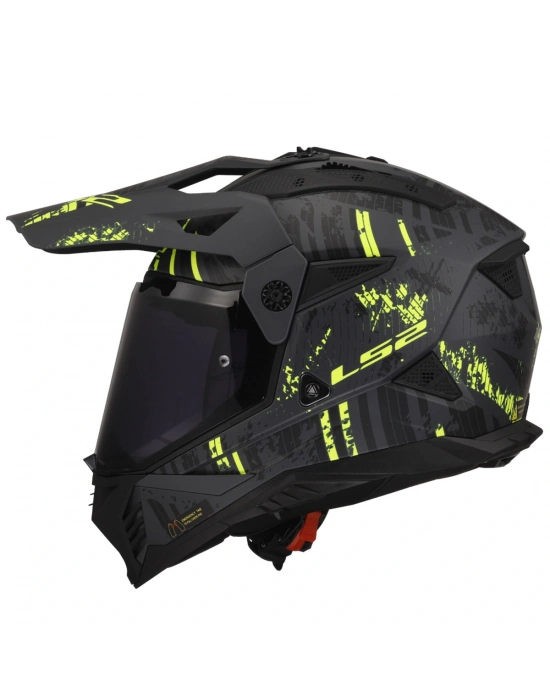 LS2 PIONEER 2 CRAZY MAT SİYAH-GRİ-NEON SARI KASK