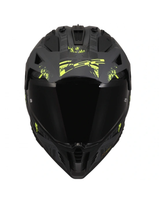 LS2 PIONEER 2 CRAZY MAT SİYAH-GRİ-NEON SARI KASK