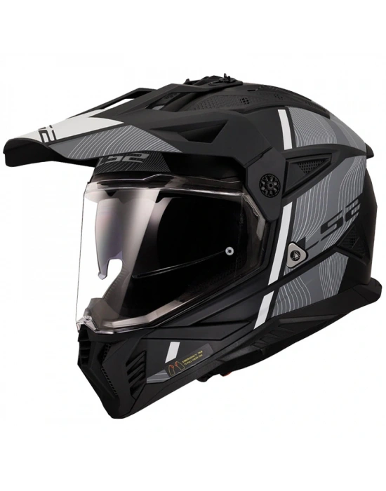 LS2 PIONEER 2 HILL MAT SİYAH-BEYAZ KASK