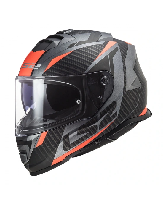 LS2 STORM 2 RACER MAT TITANIUM-NEON TURUNCU KASK