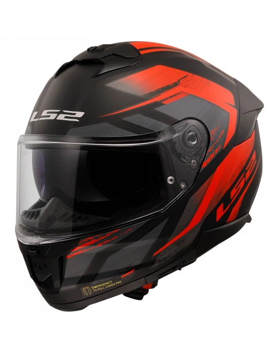 LS2 STREAM 2 FURY MAT SİYAH-GRİ-KIRMIZI KASK