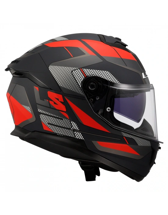 LS2 STREAM 2 ROAD MAT SİYAH-TITANIUM-KIRMIZI KASK