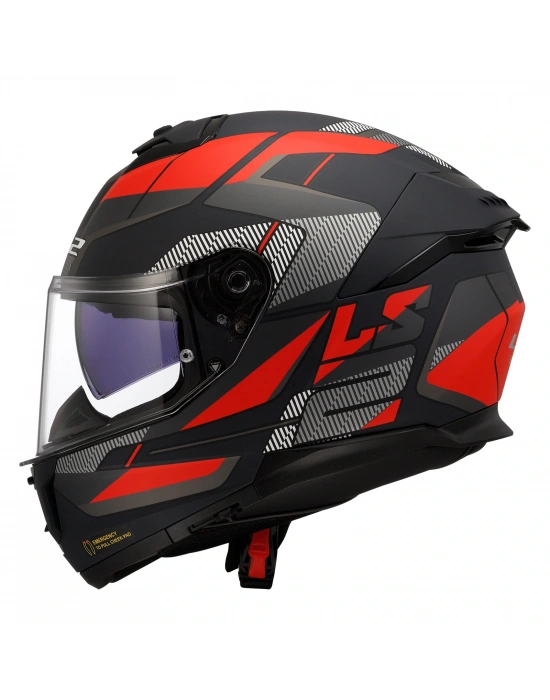 LS2 STREAM 2 ROAD MAT SİYAH-TITANIUM-KIRMIZI KASK