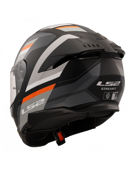 LS2 STREAM 2 VINTAGE MAT SİYAH-GRİ-BEYAZ-KIRMIZI KASK