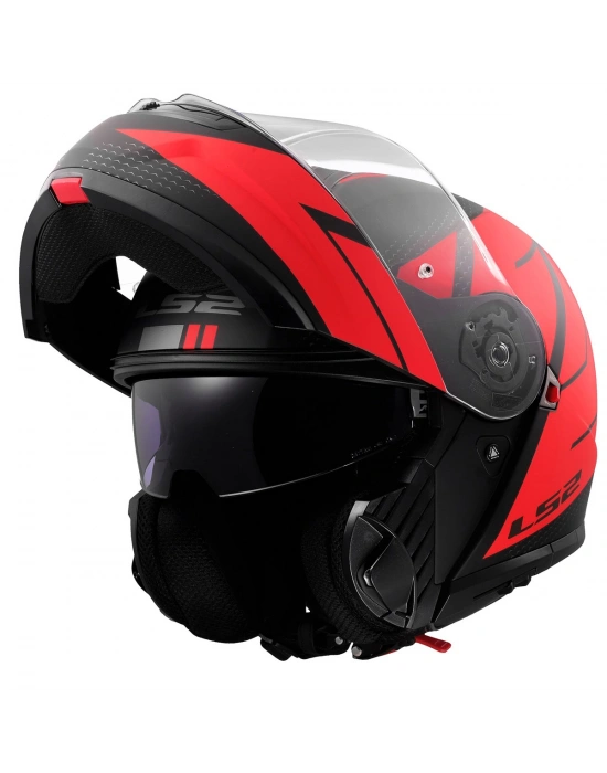 LS2 STROBE 2 CODE MAT SİYAH-KIRMIZI KASK