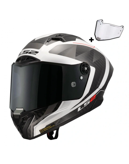 LS2 THUNDER KARBON GP AERO RAUTE BEYAZ-GRİ KASK