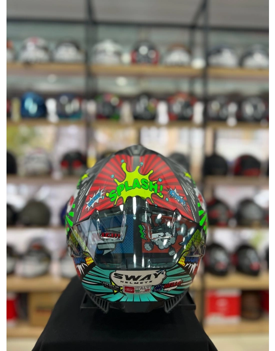 Sw 865 Boom Black Calorful Full Face Motosiklet Kask