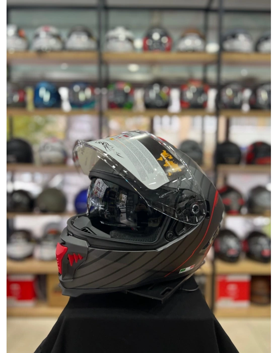 Sw 865 Space Black Red Full Face Motosiklet Kask