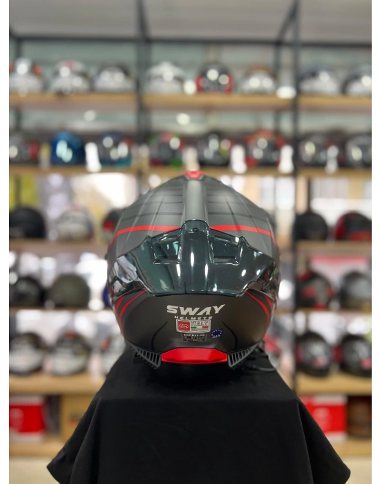 Sw 865 Space Black Red Full Face Motosiklet Kask