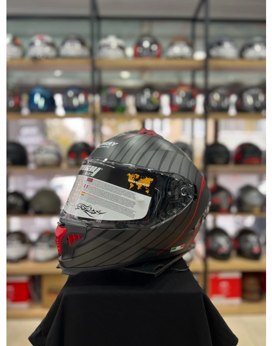 Sw 865 Space Black Red Full Face Motosiklet Kask