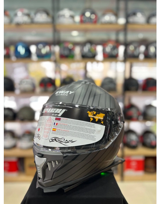 Sw 865 Space Black White Full Face Motosiklet Kask