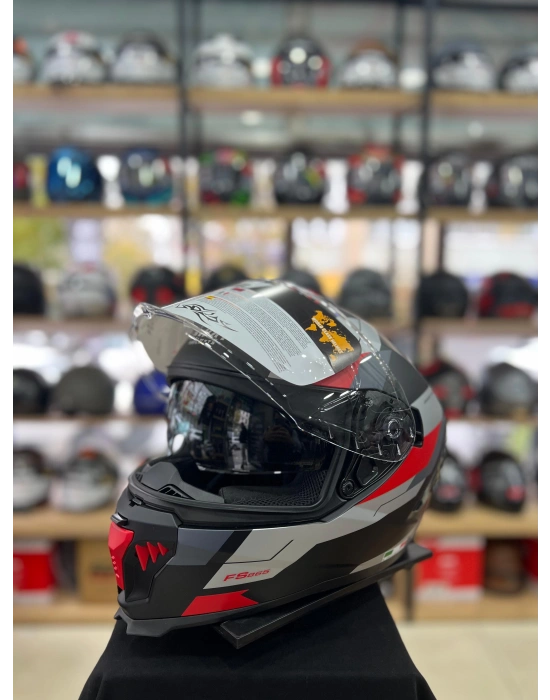 Sw 865 Titan Black White Red Full Face Motosiklet Kask