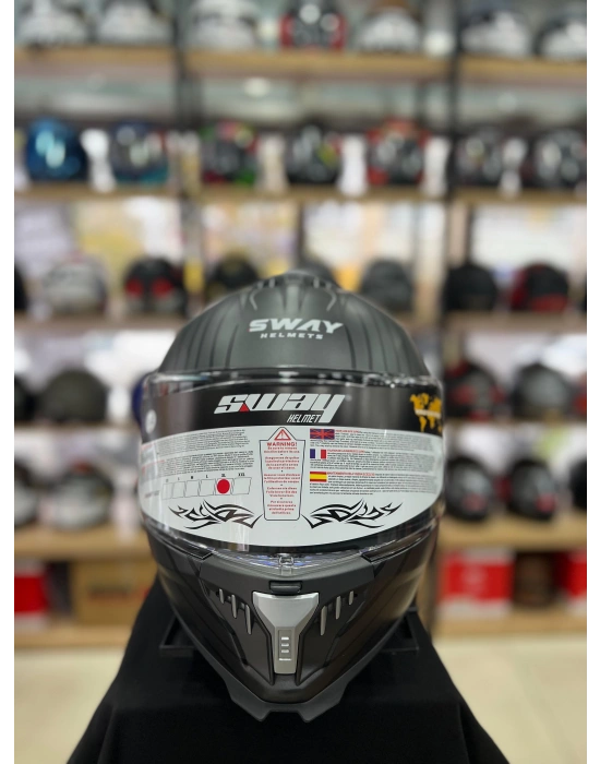 Sw 865 Space Black White Full Face Motosiklet Kask