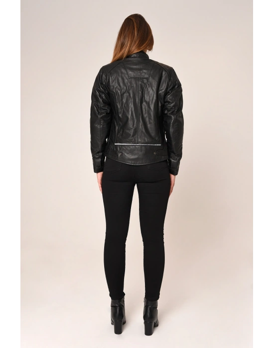 VEXO MOTO DERİ KADIN MONT SİYAH