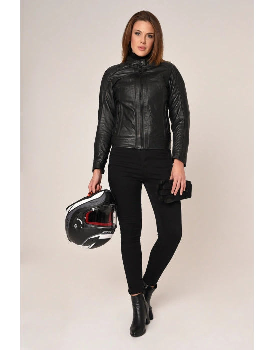 VEXO MOTO DERİ KADIN MONT SİYAH