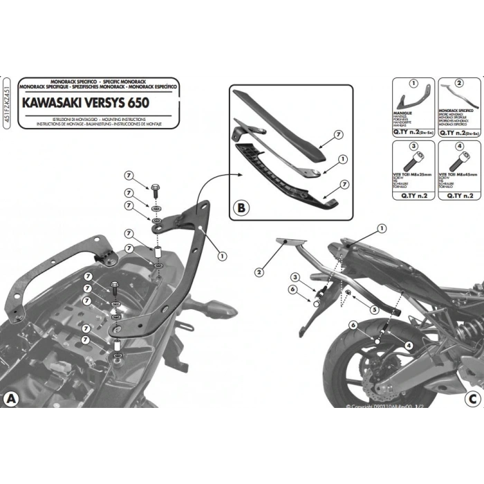 GIVI451FZKAWASAKIVERSYS650(10-14)ARKAÇANTATAŞIYICI
