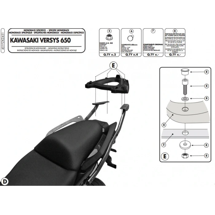 GIVI451FZKAWASAKIVERSYS650(10-14)ARKAÇANTATAŞIYICI