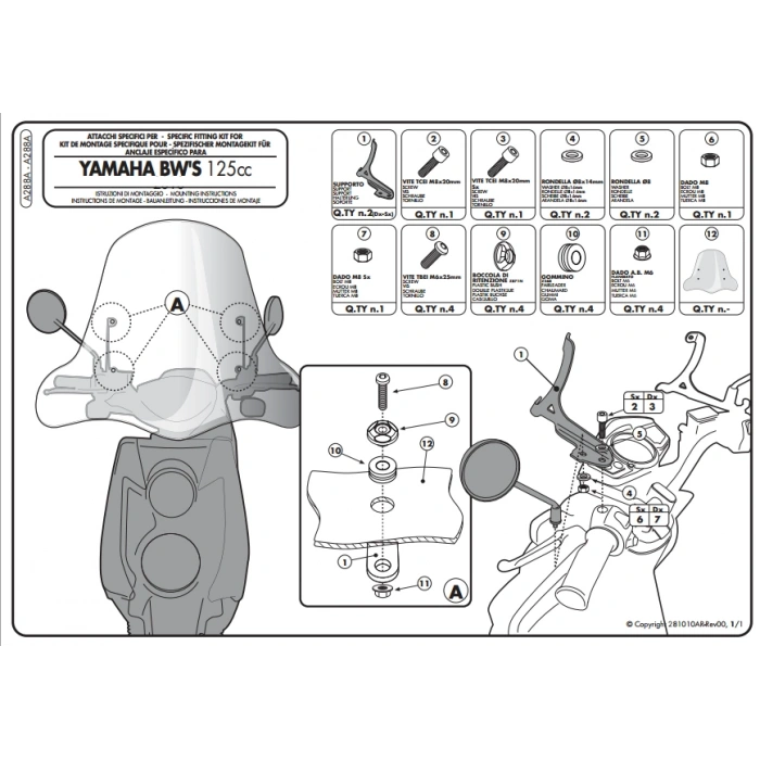 GIVIA288AYAMAHABWS125(10-16)RÜZGARSİPERLİKBAĞLANTISI