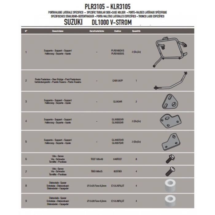 GIVIPLR3105SUZUKIDL1000V-STROM(14-19)YANÇANTATAŞIYICI