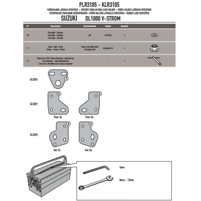 GIVIPLR3105SUZUKIDL1000V-STROM(14-19)YANÇANTATAŞIYICI