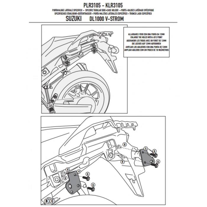 GIVIPLR3105SUZUKIDL1000V-STROM(14-19)YANÇANTATAŞIYICI