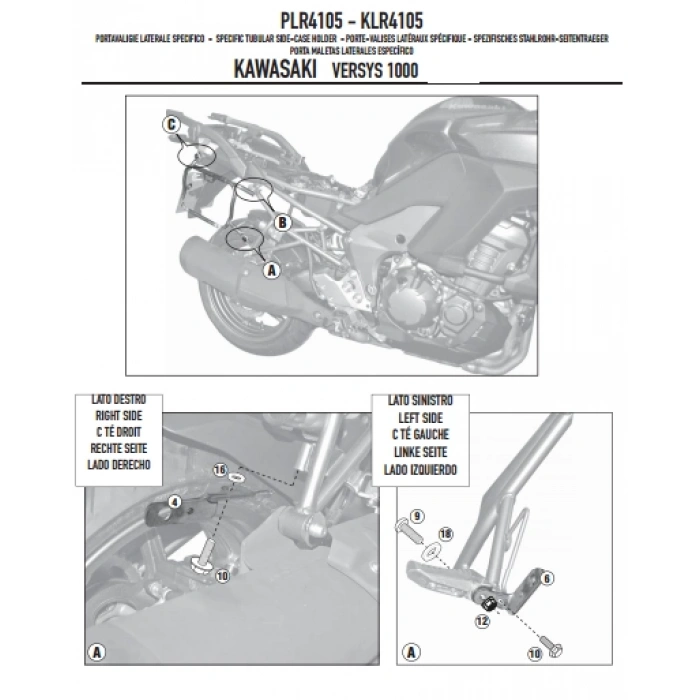 GIVIPLR4105KAWASAKIVERSYS1000(12-14)YANÇANTATAŞIYICI