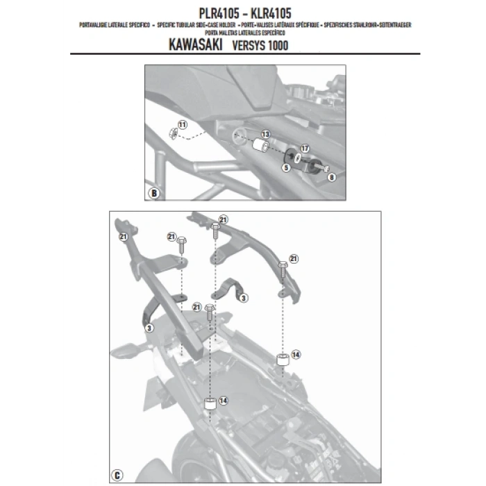 GIVIPLR4105KAWASAKIVERSYS1000(12-14)YANÇANTATAŞIYICI