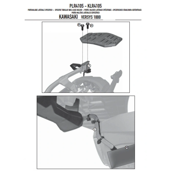 GIVIPLR4105KAWASAKIVERSYS1000(12-14)YANÇANTATAŞIYICI