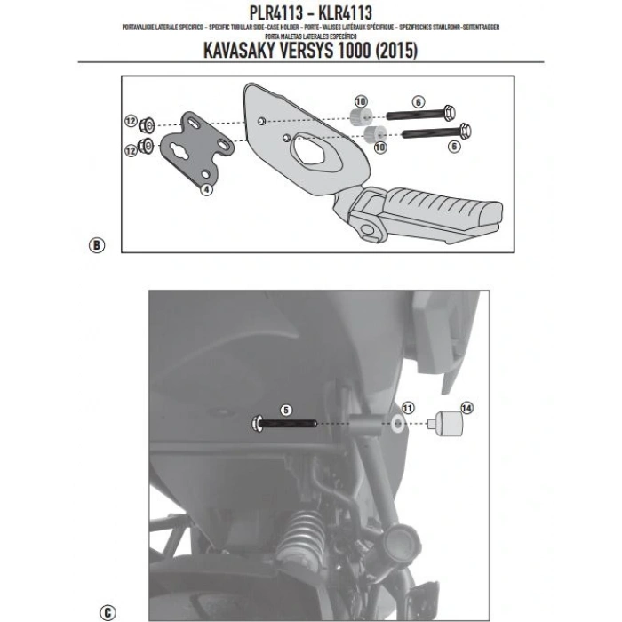 GIVIPLR4113KAWASAKIVERSYS1000(15-16)YANÇANTATAŞIYICI