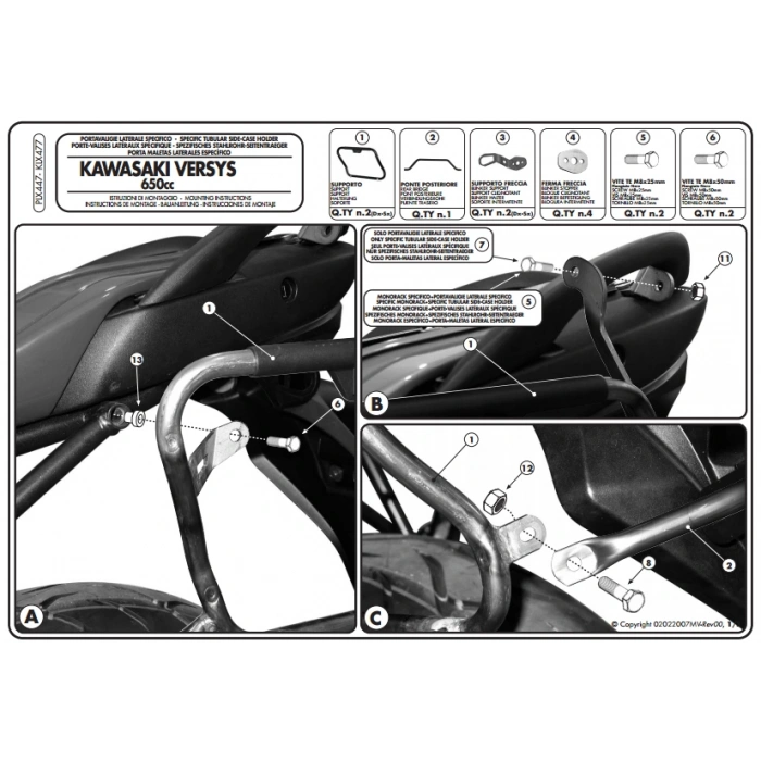 GIVIPLX447KAWASAKIVERSYS650(06-09)YANÇANTATAŞIYICI