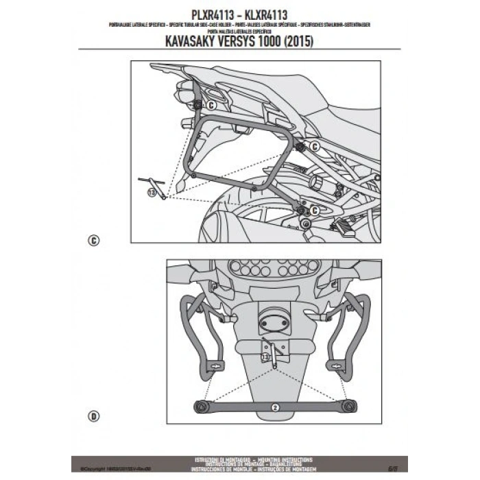 GIVIPLXR4113KAWASAKIVERSYS1000(15-16)YANÇANTATAŞIYICI