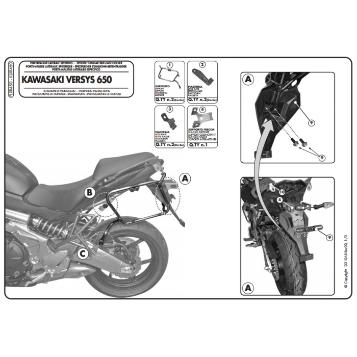 GIVIPLXR450KAWASAKIVERSYS650(10-14)YANÇANTATAŞIYICI