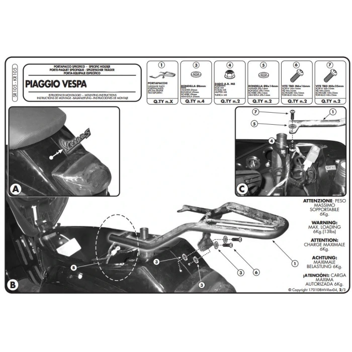 GIVISR105PIAGGIOVESPALX-S50-125-150(05-14)ARKAÇANTATAŞIYICI