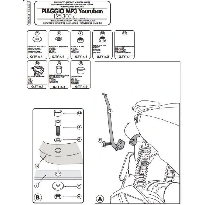 GIVISR5600PIAGGIOMP3YOURBAN125-300(11-18)ARKAÇANTATAŞIYICI