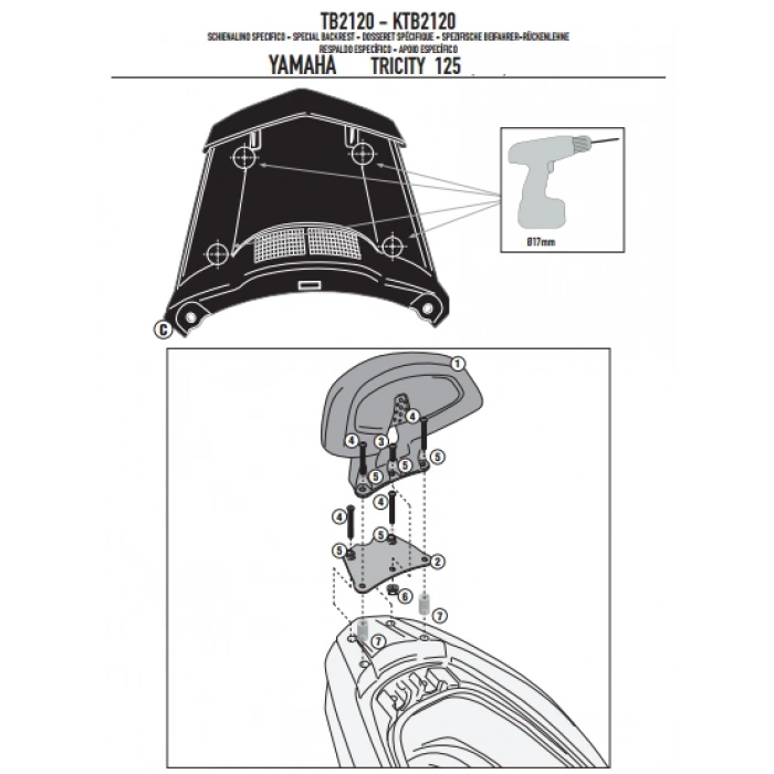 GIVITB2120AYAMAHATRICITY125-155(14-24)SISSYBAR
